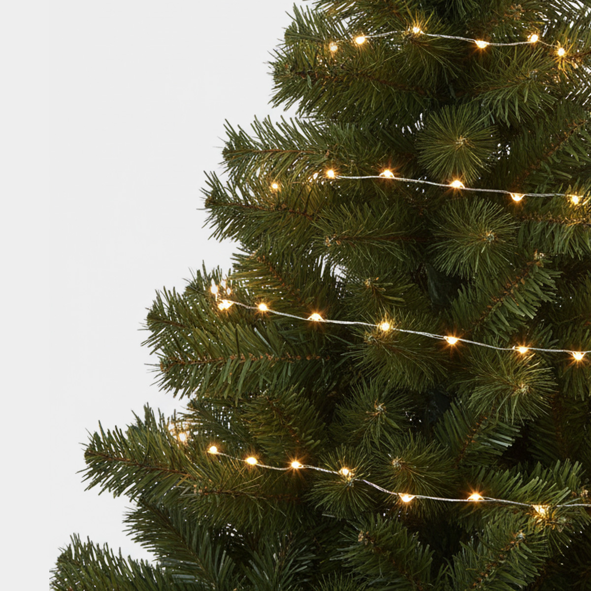 String lights on an artificial Christmas tree