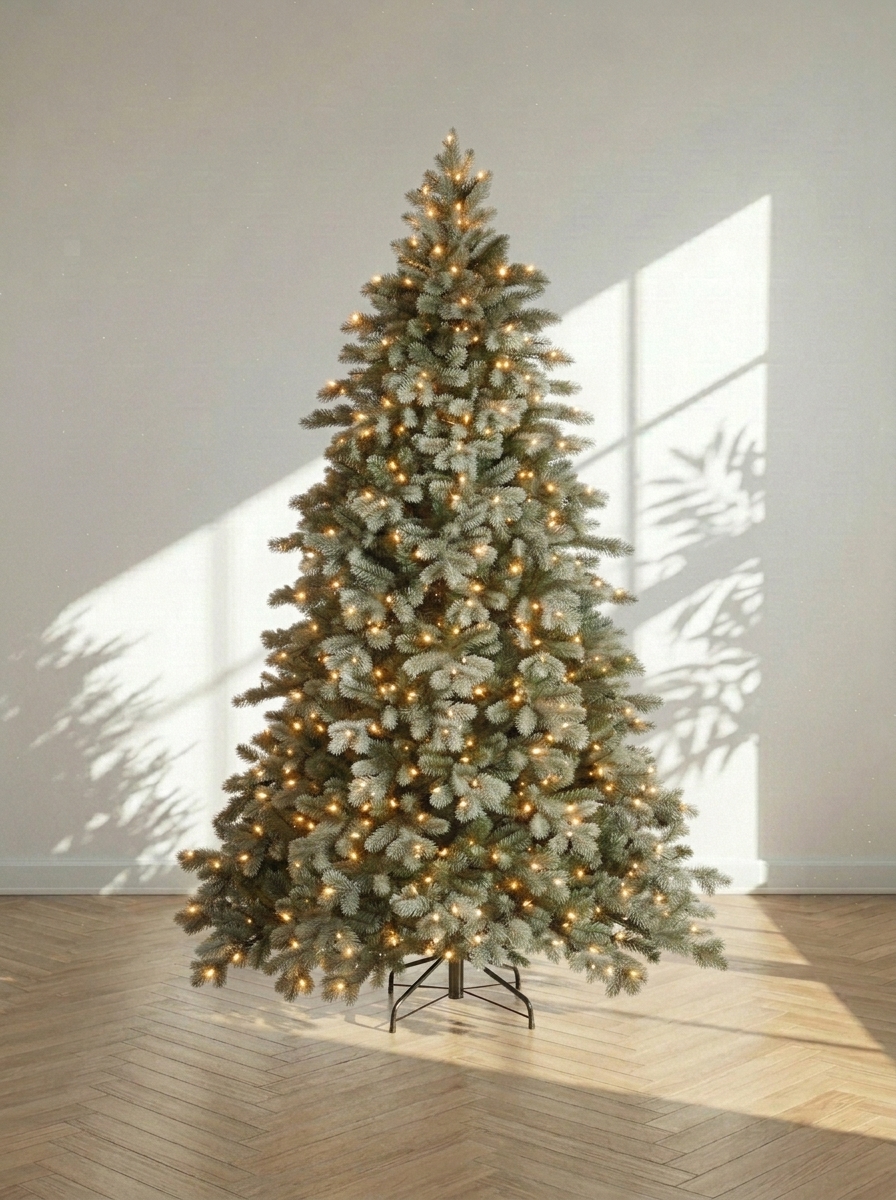 Sapin de Noël Réaliste Colorado Givré avec Lumières Led