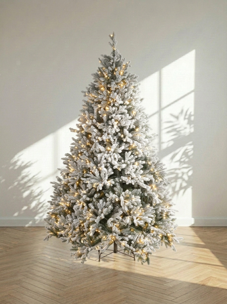 Realistic Hamilton Snow-Covered Christmas Tree with Warm White LED Lights