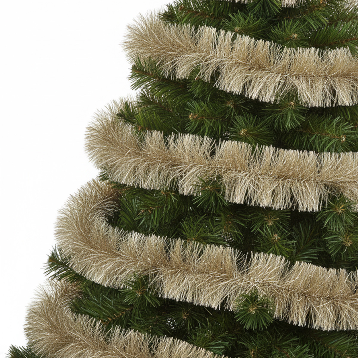 Ghirlanda dorata su un albero di Natale artificiale
