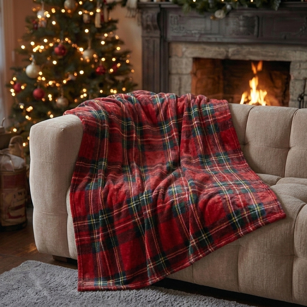 Plaid Simple à Carreaux Rouges