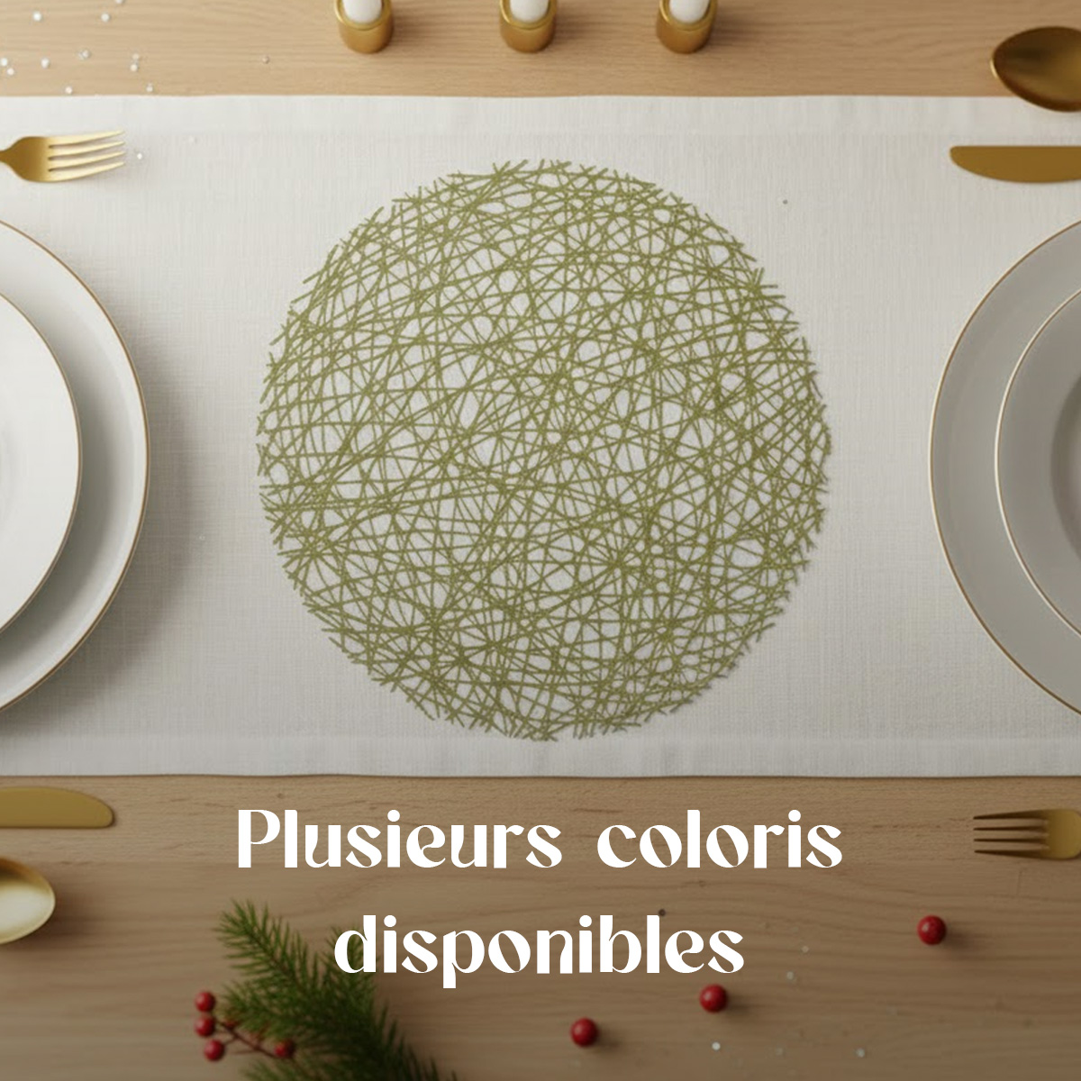 Tapis de table avec motif de sphère verte, plusieurs couleurs disponibles