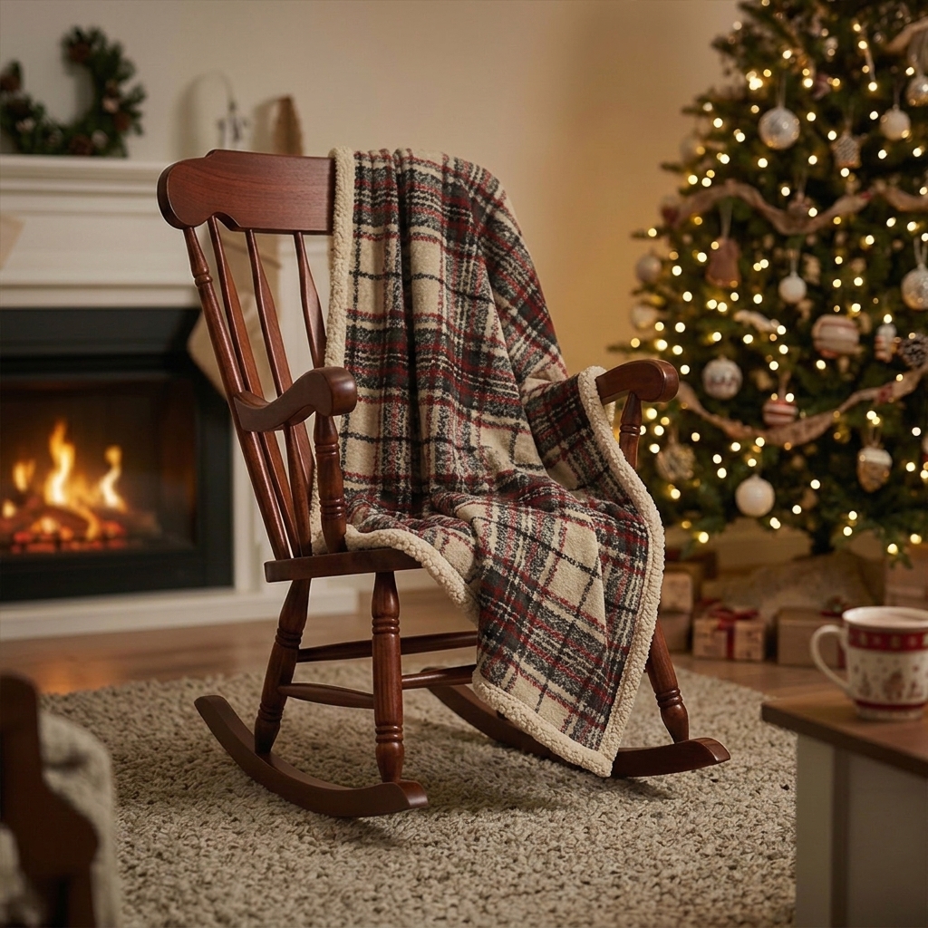 Plaid Simple à Carreaux Blanc et Rouge