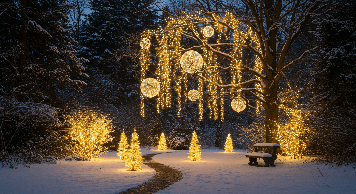 Idées de décorations de Noël extérieures pour un jardin féerique