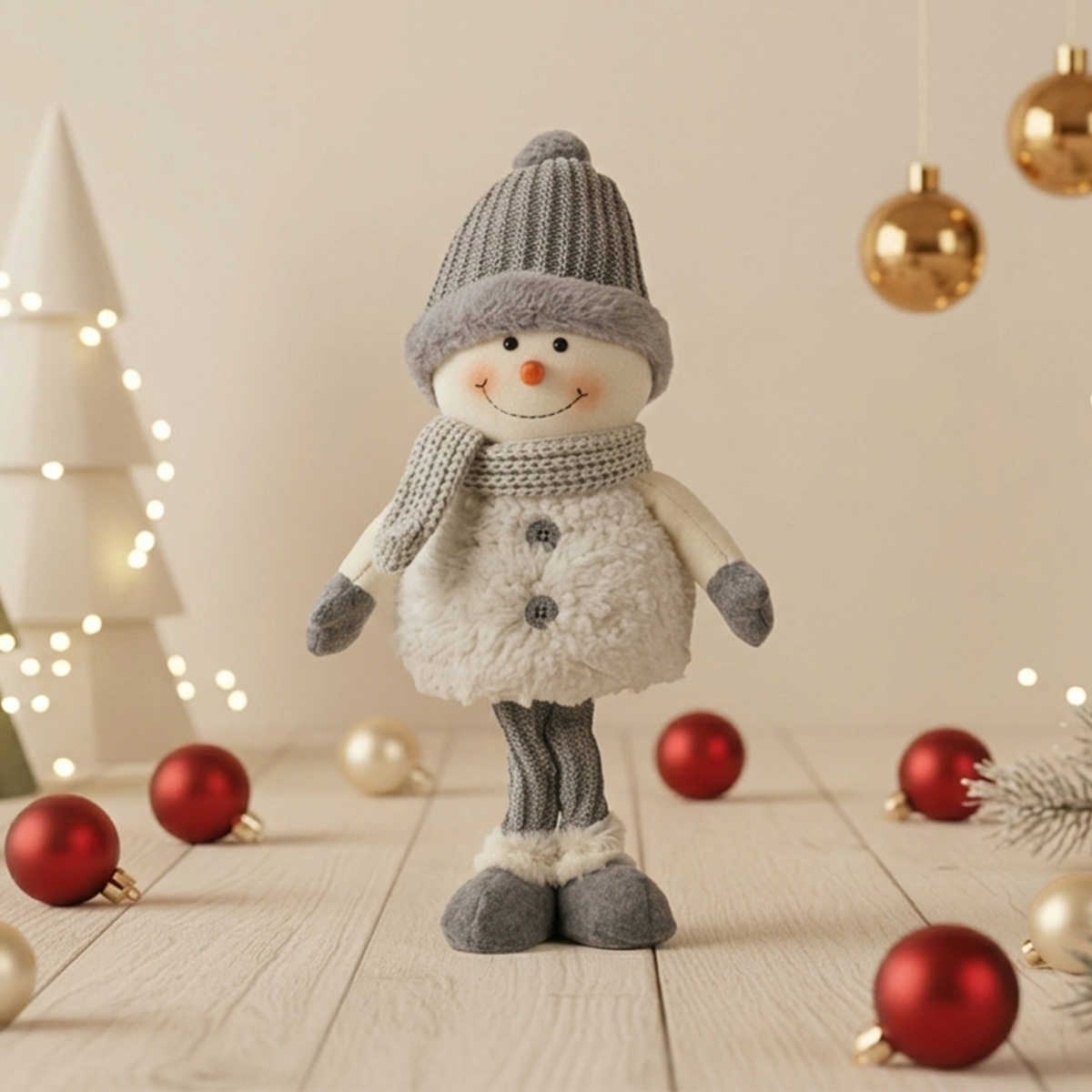 Bonhomme de neige avec bonnet et écharpe, décorations de Noël
