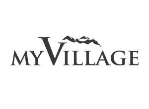 Logo My Village avec montagnes stylisées