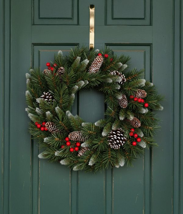 Couronne De Noël Luxueuse 30 Cm Pour Porte D'Entrée - Guirlande Verte Avec Nœud & Clochettes, Décoration Festive Élégante