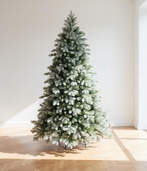 Sapin De Noël Artificiel Enneigé OasisCraft - 90 Cm, Paysage Hivernal, Branches PVC, Base Stable - 11